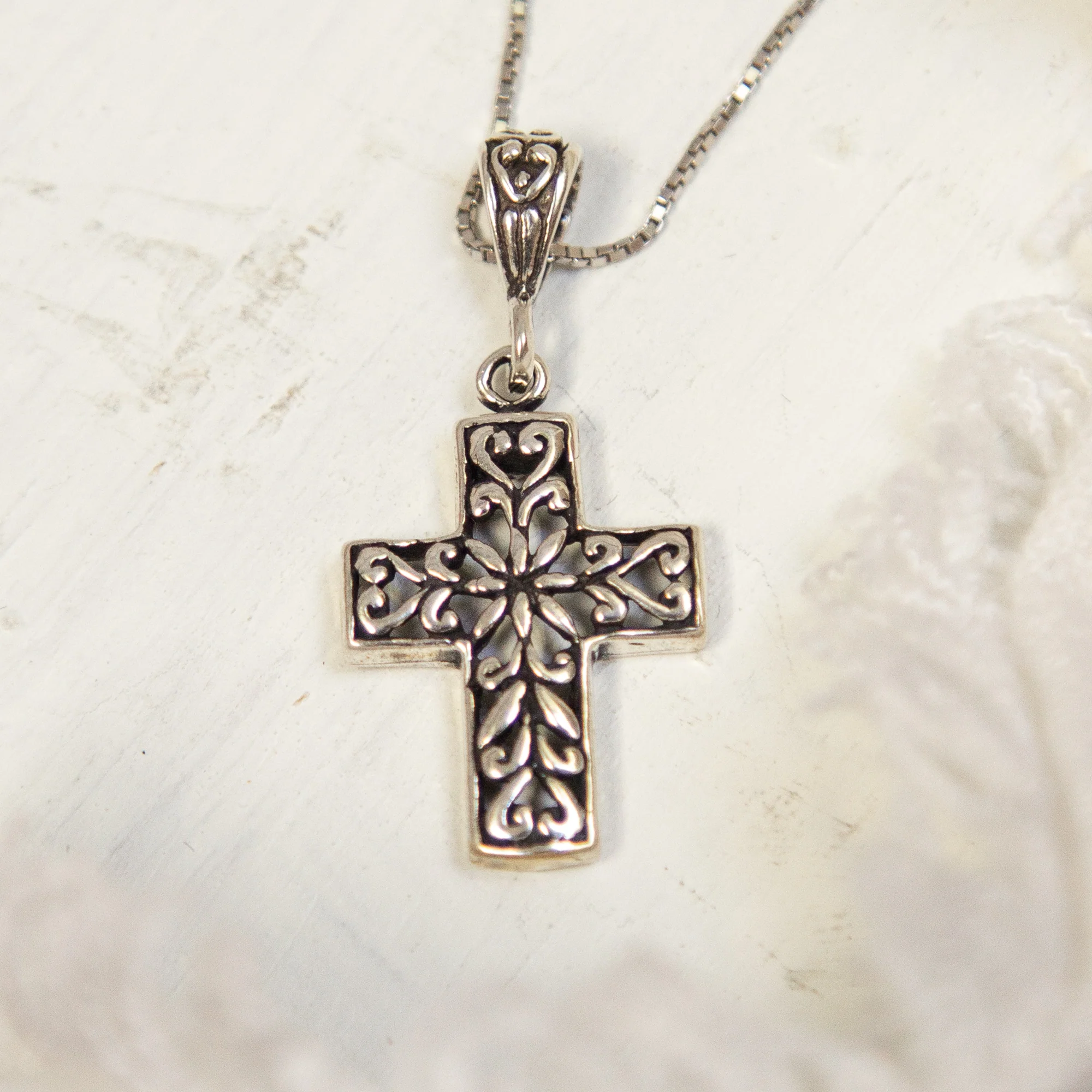 Sterling Silver Filigree Cross Necklace - Image 2