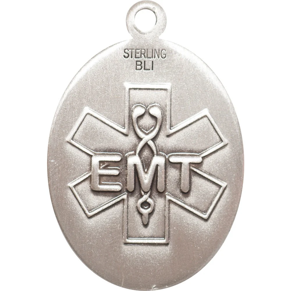 Sterling Silver Guardian Angel / Emt  Insignia Pendant w/ chain - Image 2