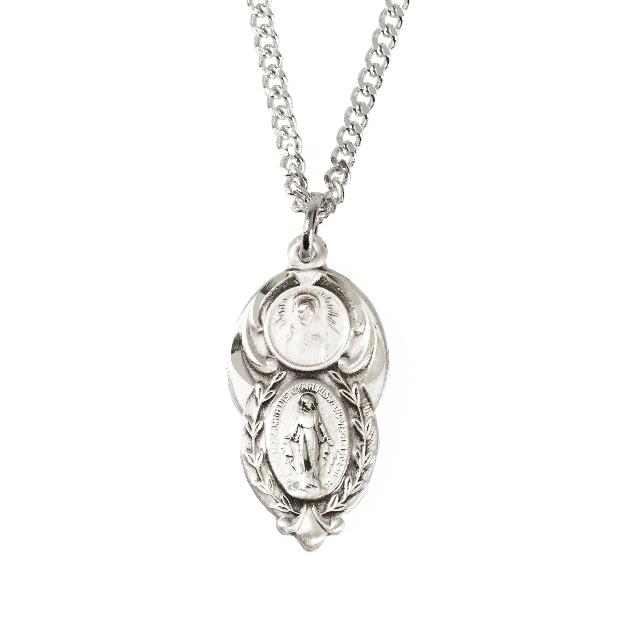Sterling Silver Miraculous Scapular Medal - 18 Inch Chain