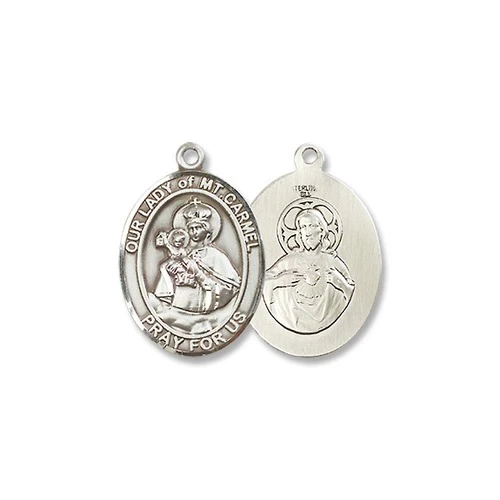 Sterling Silver Our Lady of Mount Carmel Pendant w/ Chain