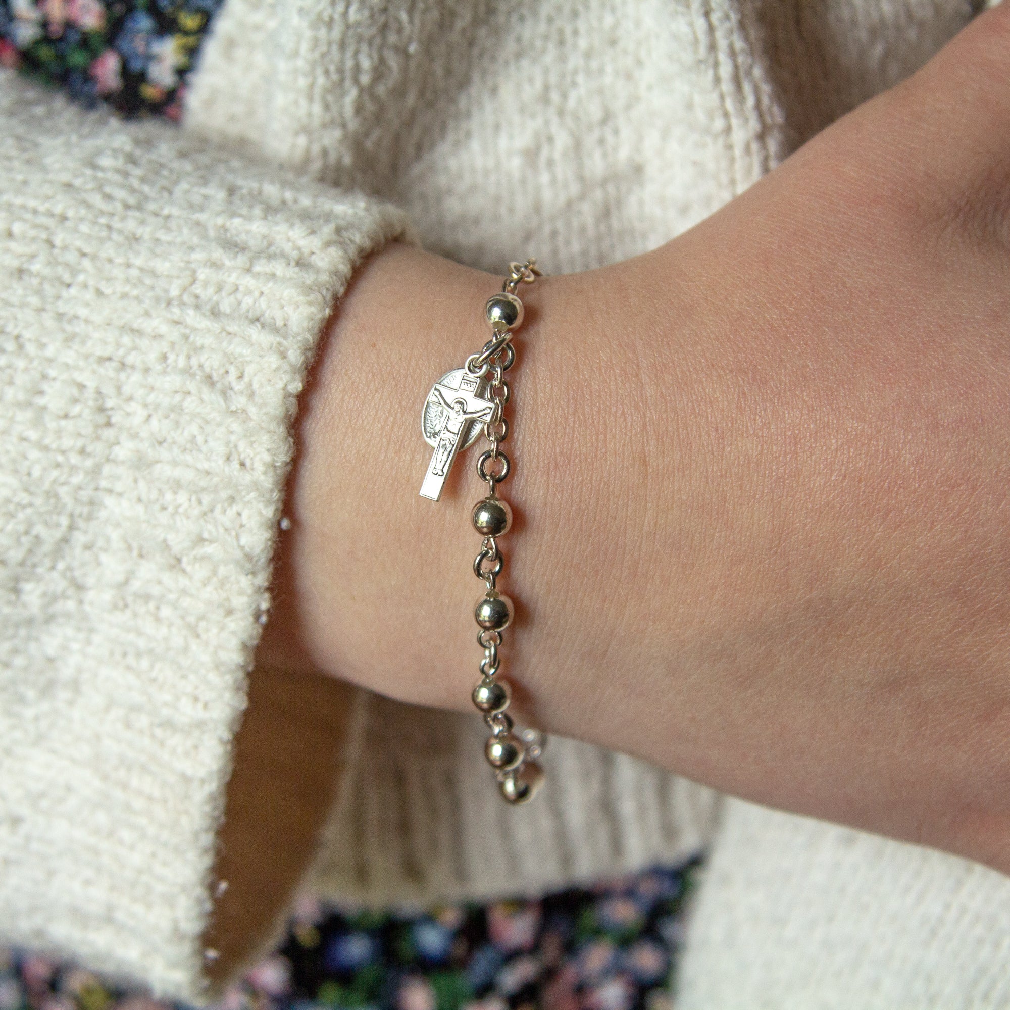 Sterling Silver Rosary Bracelet - 5mm - Image 2