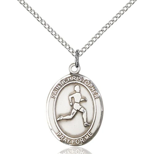 Sterling Silver St. Christopher/Track & Field Pendant