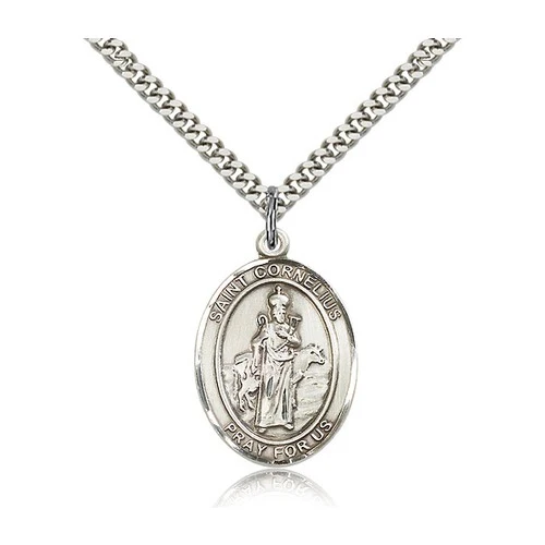 Sterling Silver St. Cornelius Pendant w/ 24 inches chain