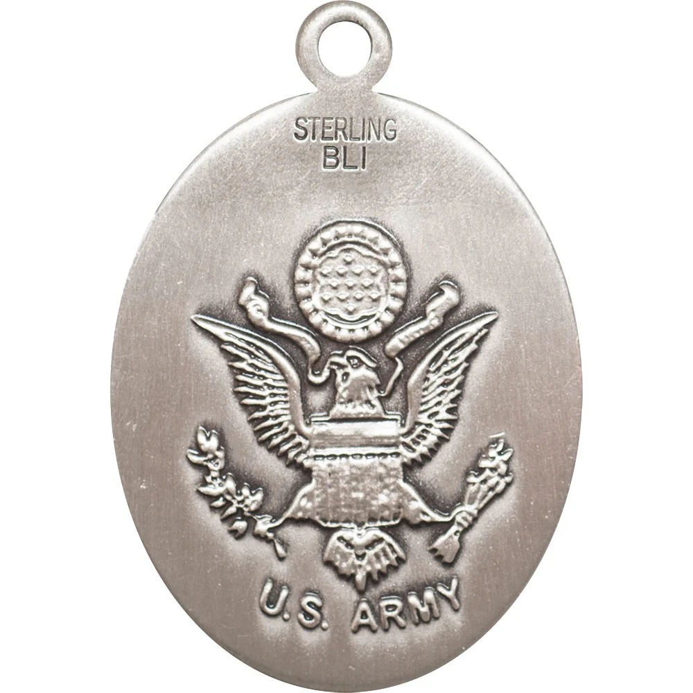 Sterling Silver St. George Pendant w/ US Army Insignia - Image 2