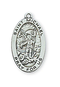 Sterling Silver St. Michael Medal with 18 inch chain