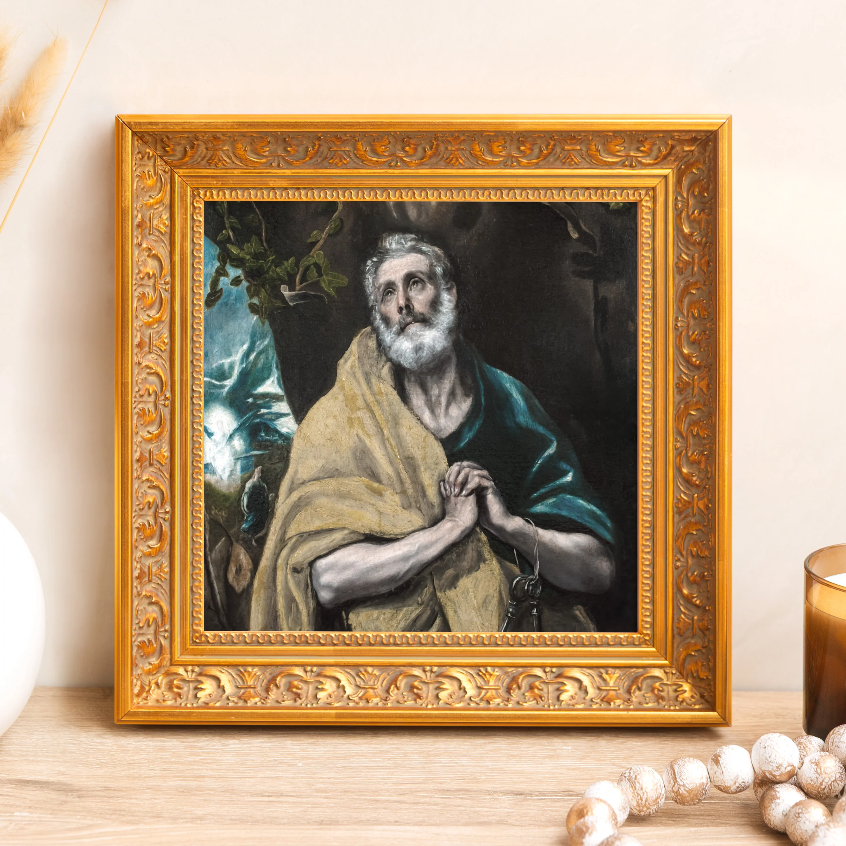 Tears of St Peter Framed Canvas - Sacred Mini Collection
