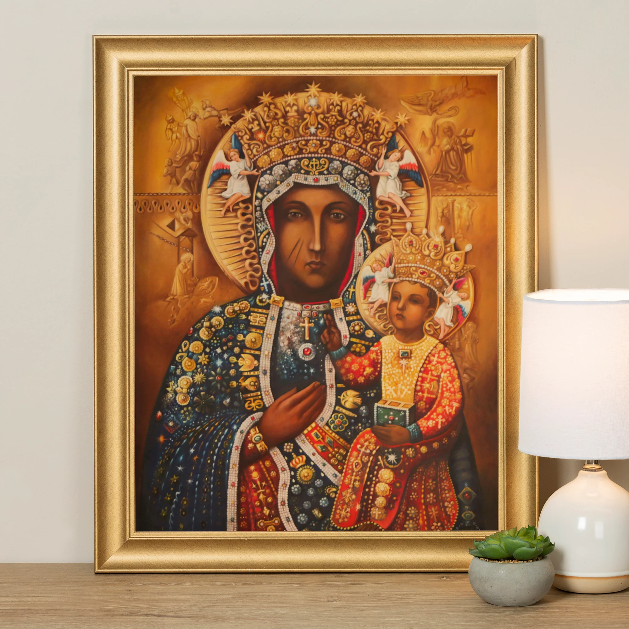 Virgin of Czestochowa Antique Gold Framed Print - Multiple Sizes - Image 3