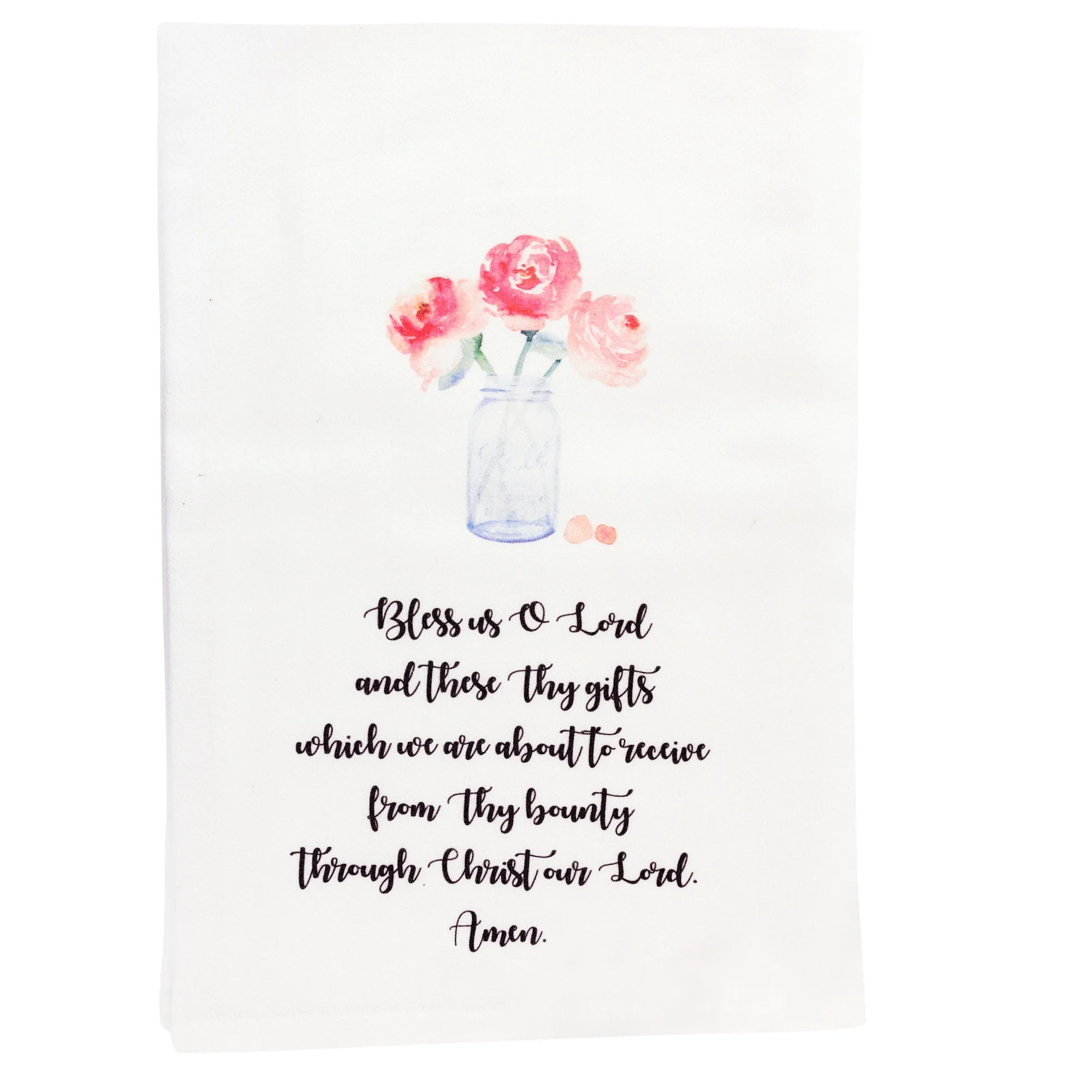 Watercolor "Bless Us O Lord" Kitchen Towel - Image 2
